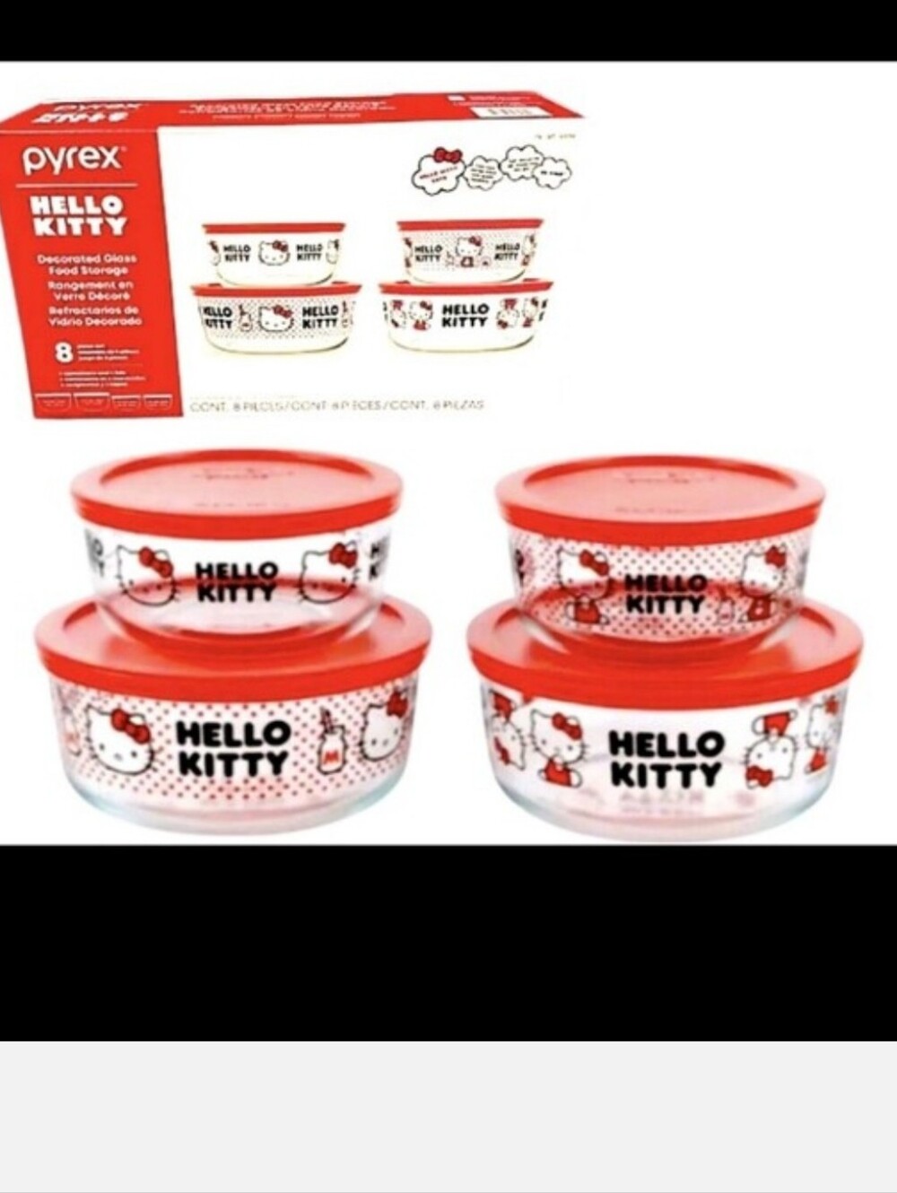 Last Two!!!! Hello Kitty Glass Storage Bowls